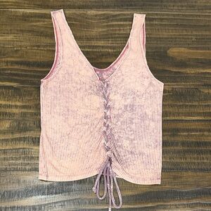 American Eagle Outfitters Pink Lace-Up Tank Top